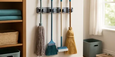 Best Broom and Mop Wall Holders for a Small Utility Closet